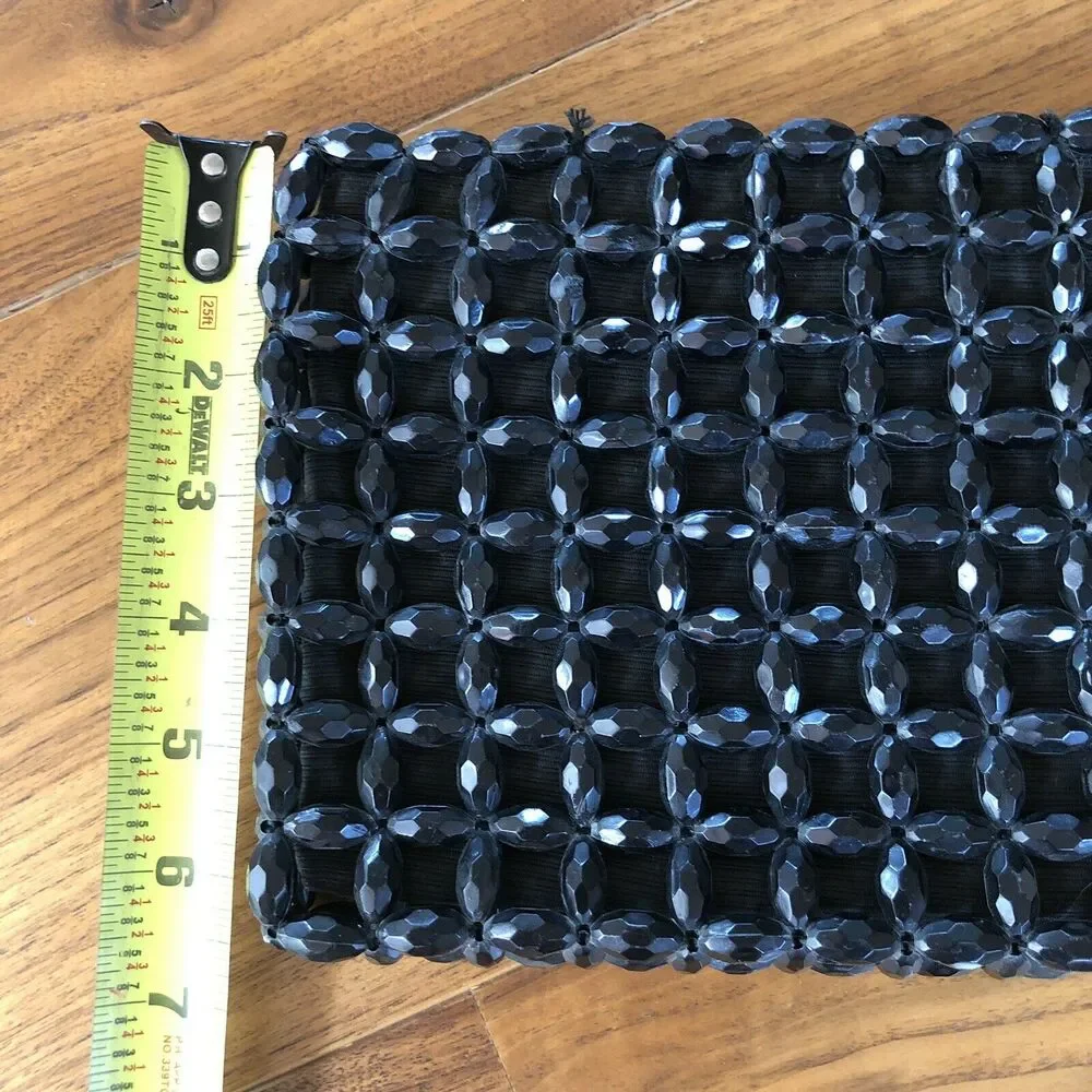 Vintage Black Beaded Clutch Purse 9 x 6.5 x 1